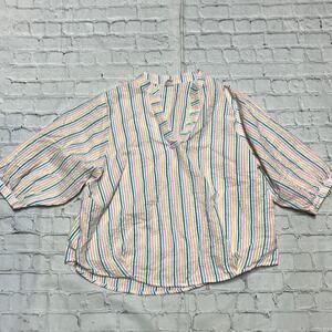 Ivy Jane Top Gauze Like Material Rainbow Multicolor Stripes M/L